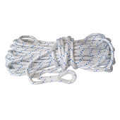 Monteisola Polyester Braid Anchor Rope with Nylon Thimble, White with Marker