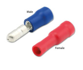 Ripca AMP Bullet Crimp Connectors – Vinyl, Nylon & Heat Shrink Insulated, Male & Female, 0.5–2.5 mm²