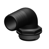 TruDesign Aquavalve Hose Connector 90° - 1 1/2" x 38, Black