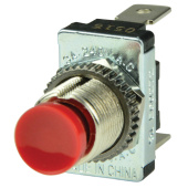 BEP 1001401 - SPST Momentary Contact Switch, Red - Off/(On) 12V DC 10A 