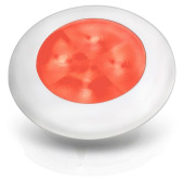 Hella Marine 2XT 980 507-441 - Slim Line Round Courtesy Lamps, Deep Red Light, White Plastic Rim, 12V DC