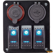Trem L0605100 - Black Electrical Panel 3 Buttons + Cigarette Lighter Socket + 2 USB