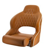 Vetus CHSPORTCB - PILOT, Sporty Helm Seat, FLIP-UP, Cognac Brown Maintenance-Free Artificial Leather