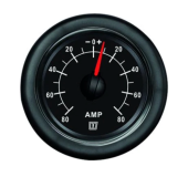 Vetus AMP050B - Ammeter, Black, 12/24V (+/- 50A), Cut-out Size Ø 52 mm (incl. Shunt)