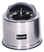 Ritchie Compass 'Globemaster SP-5-C', 12/24/32v, Binnacle Mount, Ø127mm/2 Of 5°, Stainless Steel (Power- and Sail Boats)