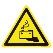 Marine Battery Fumes Warning Sticker, Battery Hazard Symbol, Soft PVC, Triangular