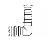 Jabsco 21000694A - Snap-in Port X 9,5mm (3/8") Hose Barb, 90° Elbow, Poly, O-Ring EPDM (2 pcs.)
