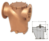 Guidi Horizontal Intake Water Strainer with PN6 Flanges, Bronze, DN100–DN200