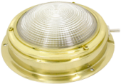 Allpa Brass Dome Light With Ribbed Lens, 12v/15w, A=170mm, B=115mm, With Ventilation & Switch