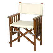 Teak Folding Director's Chair Creme Deluxe II