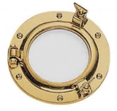 Plastimo 402169 -  Polished Brass Porthole Mirror, D.470 X 350