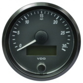 VDO A2C3832880032 - SingleViu Speedometer 30 Mph Black 80mm Amber Lighted w/ Red Pointer