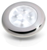 Hella Marine 2XT 980 500-591 - LED Round Courtesy Lamps - White, Satin Stainless Rim, 12V