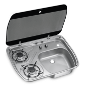 Dometic HSG 2445 Two-Burner Hob and Sink Combination with Glass Lid