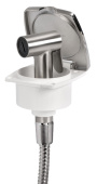 Osculati New Edge Stainless Steel Door Boat Shower with Tiger Stainless Steel Shower Head 88x95 mm with White Nylon Hose 4 meter - 15.164.91