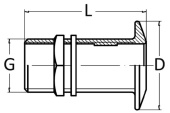 Osculati Brass All-Thread Skin Fitting with Flared Head, 3/8" to 2"