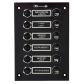 Euromarine Waterproof Electrical Panel - 6 Positions - Black