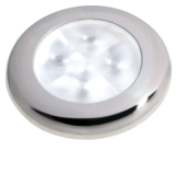 Hella Slim-Line Round Courtesy Lamps, White, 12v LED, Stainless Steel Polished, Ø72mm