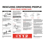 Marine Drowning Rescue Instructions Sign 2024 (English), Hard Plastic, 390×300 mm