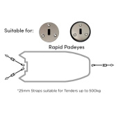 Rapid Marine Bow And Stern Kit 3x25mm Padeye/Hook - 1.2 m Black