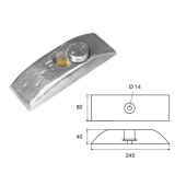 E. Polipodio NC045 Zinc Hull Anode with Threaded Plug 245x80x40 mm, 4.0 kg