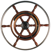 Allpa 6-Spoke Wheel 'Type 3' Classic Mahogany Wheel With Stainless Steel Rim Incl. Adapter, Ø700mm