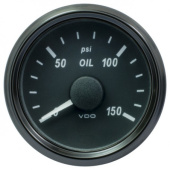 VDO A2C3833240030 - SingleViu EOIL Engine Oil Pressure 150PSI Black 52mm White Lighted w/ Red Pointer