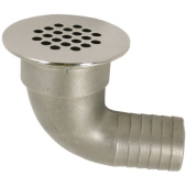 Allpa Stainless Steel Discharge 90° With Grid, Dims. A=19mm, B=15mm, C=36mm, D=42mm
