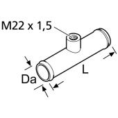 Webasto 1320792A - Pipe Support With Thread M22 x 1.5 Ø 19 mm Length 100 mm Steel