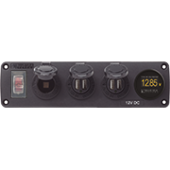Blue Sea 4368 - Panel Acc H2O 2 USBs, Socket, Voltmeter