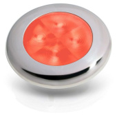 Hella Marine 2XT 980 508-221 Slim Line Round Courtesy Lamps, Red Light, Polished Stainless Steel Rim, 24V DC