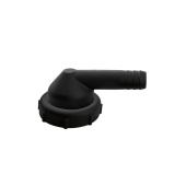 Nuova Rade 72134 - Outlet Elbow Fitting, For Ø 12mm Hose, 1 1/2" Thread Tightening Ring, Black