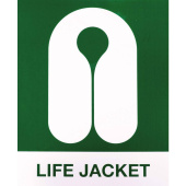 Marine Life Jacket Location Identification Sticker with Text, Soft PVC, Green & White, 45×45 mm