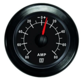 Vetus AMP080B - Ammeter, Black, 12/24V (+/- 80A), Cut-out Size Ø 52 mm (incl. Shunt)