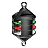 Lopolight 300-112+14+15G2H2CBP - Navigation Light 3NM 360° White/Red/Green, Hoist, Black Anodized