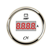 Digital Ammeter + Shunt - White Dial, Chromium Bezel, -150 - +150A, 9 - 32V