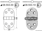 Osculati 38.553.10 - Hinge With Central Pin 76x38 mm