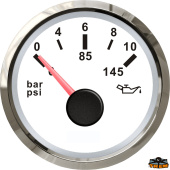 Trem L3274767 - Oil Pressure Gauge 0-10 Bar White Cut-Out Diameter 52 mm