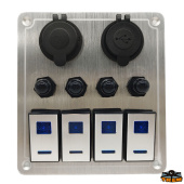 Trem L0640106 - 6 Switch Silver Panel With Voltmeter + 2 USB + Power Socket