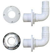 Nuova Rade 10254 - Thru-Hull Elbow 90°, Hose Ø25mm, Scr. Flange, White