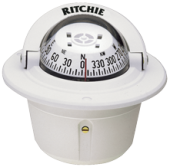 Ritchie Compass 'Explorer F-50w', 12v, Flush Mount Compass, Dial Ø69,9mm/5°, White