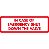 Marine Emergency Valve Shut-Off Instruction Sticker, English, Soft PVC, 150×50 mm