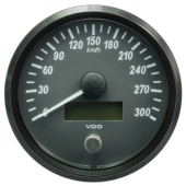 VDO A2C3832830030 - SingleViu Speedometer 300 Km/h Black 100mm White Lighted w/ Red Pointer