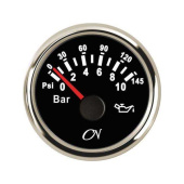 Oil Pressure Gauge - Black Dial, Chromium Bezel, 0 - 10 Bar