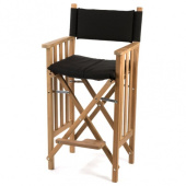 High Teak Folding Director's Chair Zwart Deluxe II
