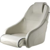 Vetus CHFUSW - Helm Seat - Flip-Up Squab, White with Dark Blue Seams