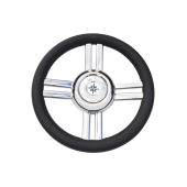 Allpa 4-Spoke Wheel 'Model 25B' Stainless Steel With Black Polyurethane Rim, Ø350mm, Depth 60mm