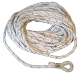 Allpa Braided Polyester Anchor Rope with Spliced Eye & Thimble, White, 30 m