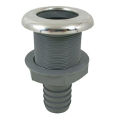 Allpa Plastic Straight Skin Fitting With Stainless Steel Flange, Ø1-1/8"X29mm, L=87mm, Flange Ø48mm