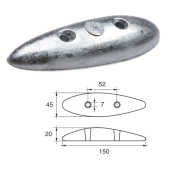 E. Polipodio NC031 Zinc Anode for Rudders & Flaps 150x45x20 mm